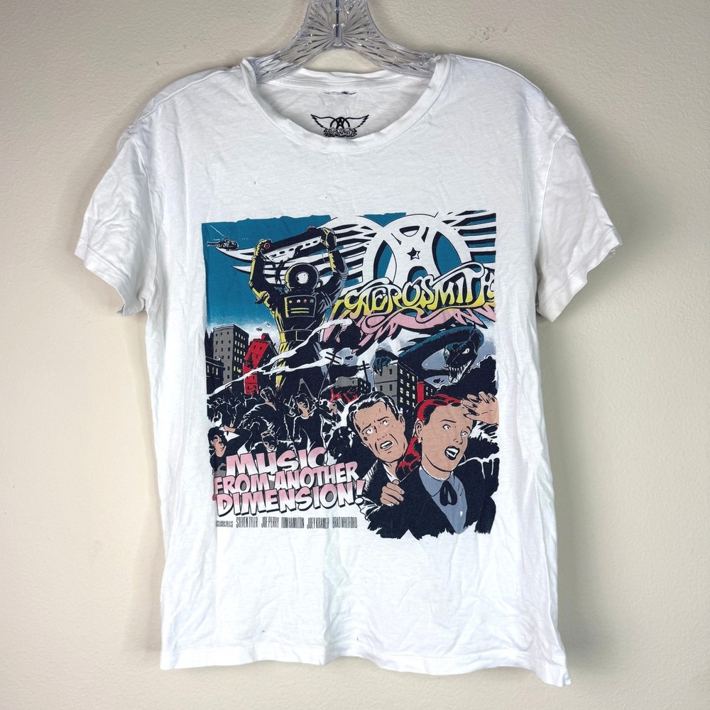 Noisy May Aerosmith T-Shirt Womens M Music From Another Dimension Graphic White